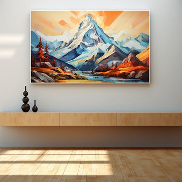 Abstract Mountain Sunset Painting